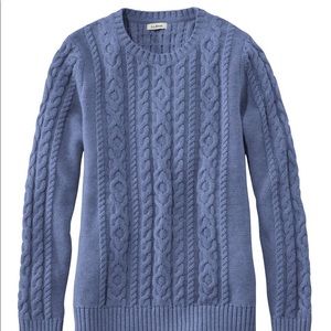 NWT L.L Bean Double L Mixed Cable Sweater blue
